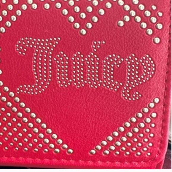 NWT JUICY COUTURE Red Lovely Stud Accents Day Flap Wallet - Picture 7 of 9